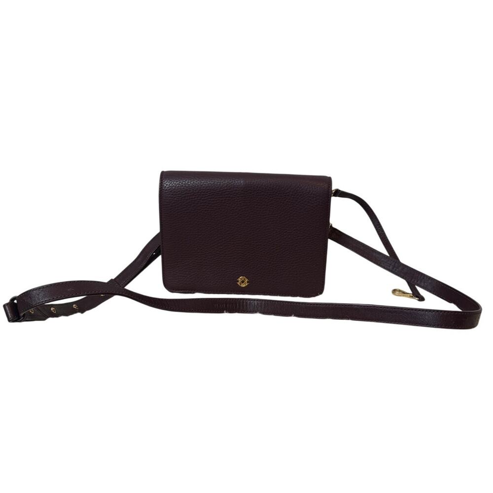 DAGNE DOVER Women's Andra Crossbody Bag Peppled Leather Burgundy Brown